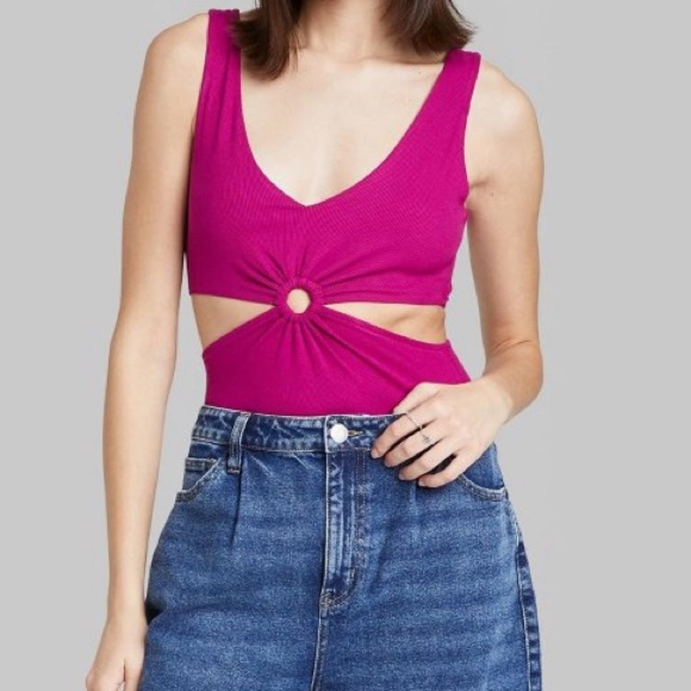 NWT Womens cutout Pink Bodysuit plus size XXL NWT